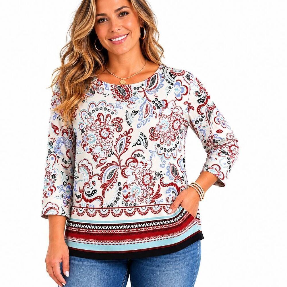 Ann Taylor Factory Paisley Floral Boho Top Medium